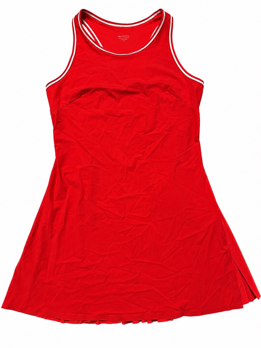 Athleta Match Point Pleated Tennis Dress Red White Size M $89